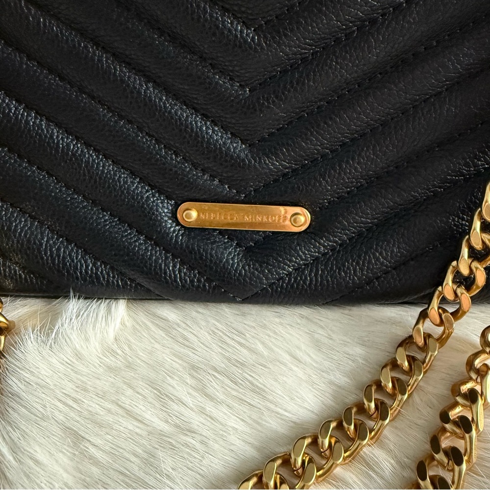 Rebecca Minkoff Edie Antique Brass Zip Leather Shoulder Bag - Picture 2 of 11